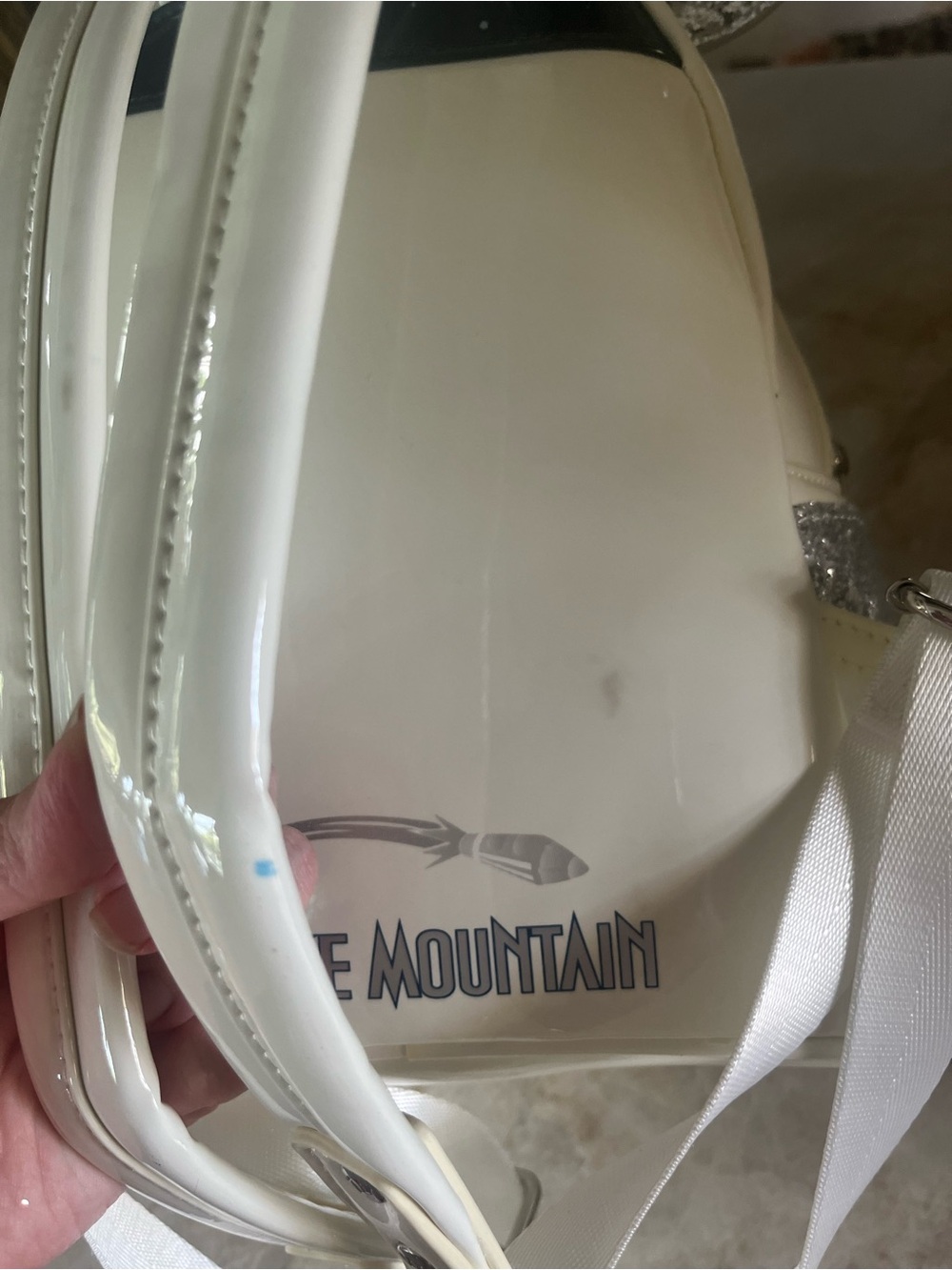 Loungefly White and Silver Mickey Ear Mini Backpack with Galaxy Pocket - Picture 9 of 14